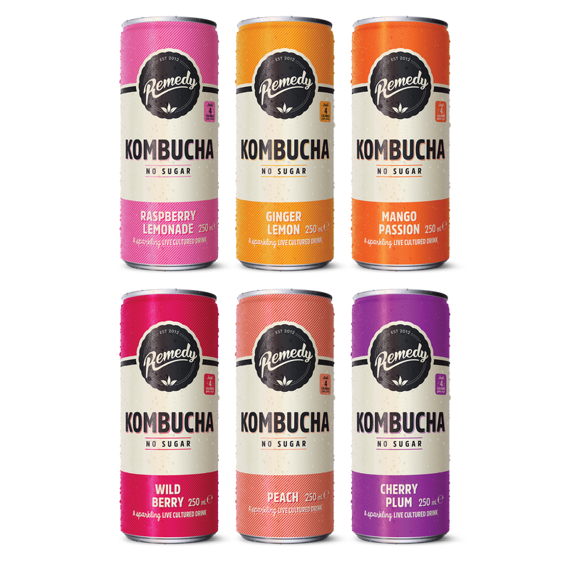 Remedy Kombucha Rainbow Mixed Pack, 24 x 250ml
