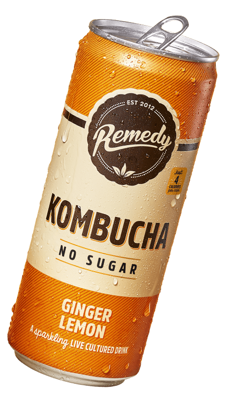 Remedy Kombucha Ginger Lemon can parallax