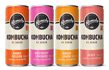 Remedy Kombucha 4 Flavour Mixed Pack cans