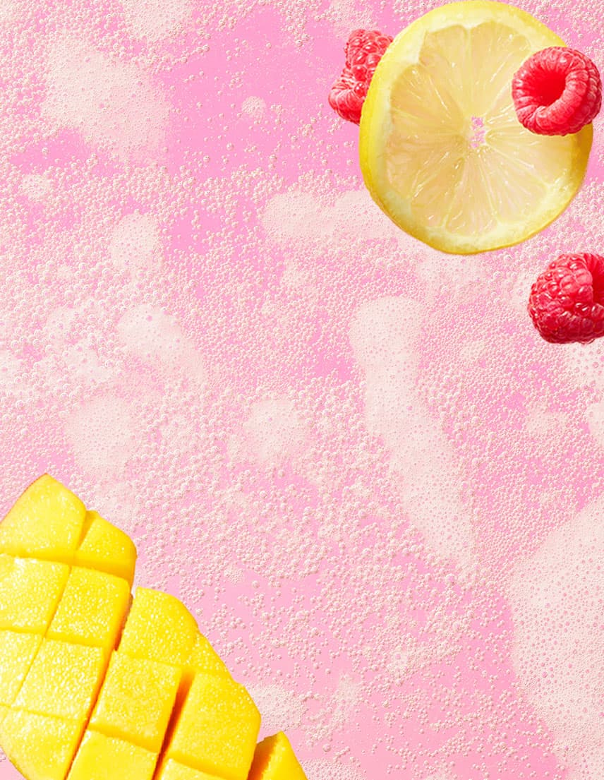 Mango Passion and Raspberry Lemonade flavour background