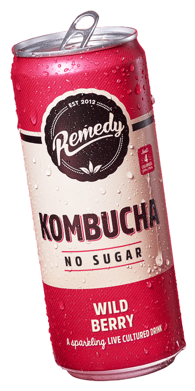 Remedy Kombucha Wild Berry can parallax