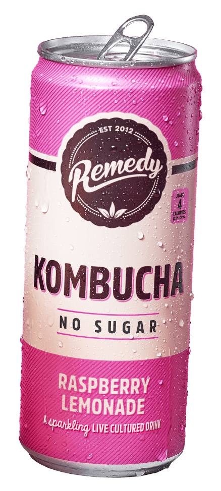 Remedy Kombucha Raspberry Lemonade can parallax