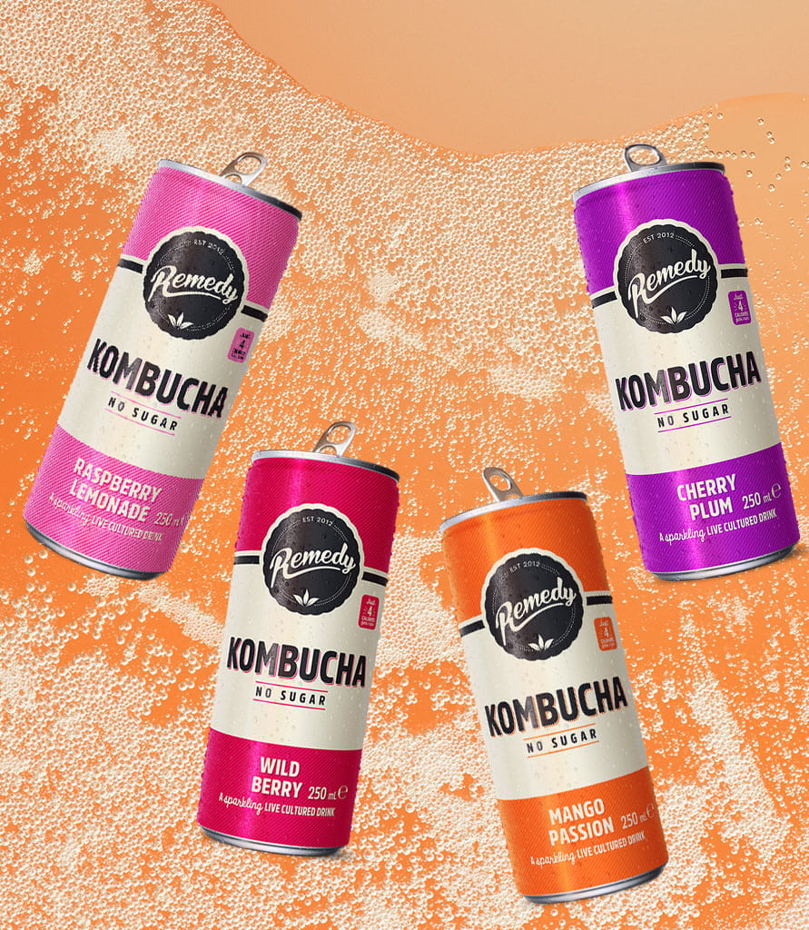 Remedy Kombucha 4 Flavour Mixed 48 Pack cans