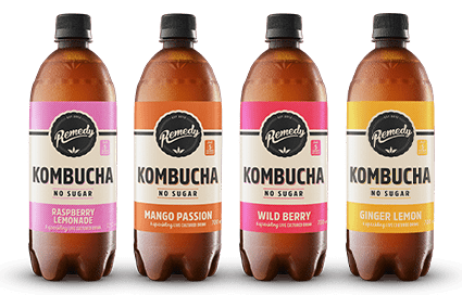 Remedy Kombucha 4 flavour 8 bottle mixed pack bottles