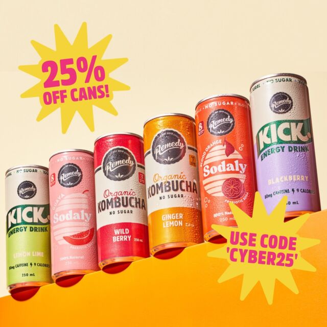 Our Cyber sale is COMIN' IN HOT, just in time for summer. Now is your chance to stock up on your fave Remedy flaves with 25% OFF all cans sitewide. Use code CYBER25. ☀️